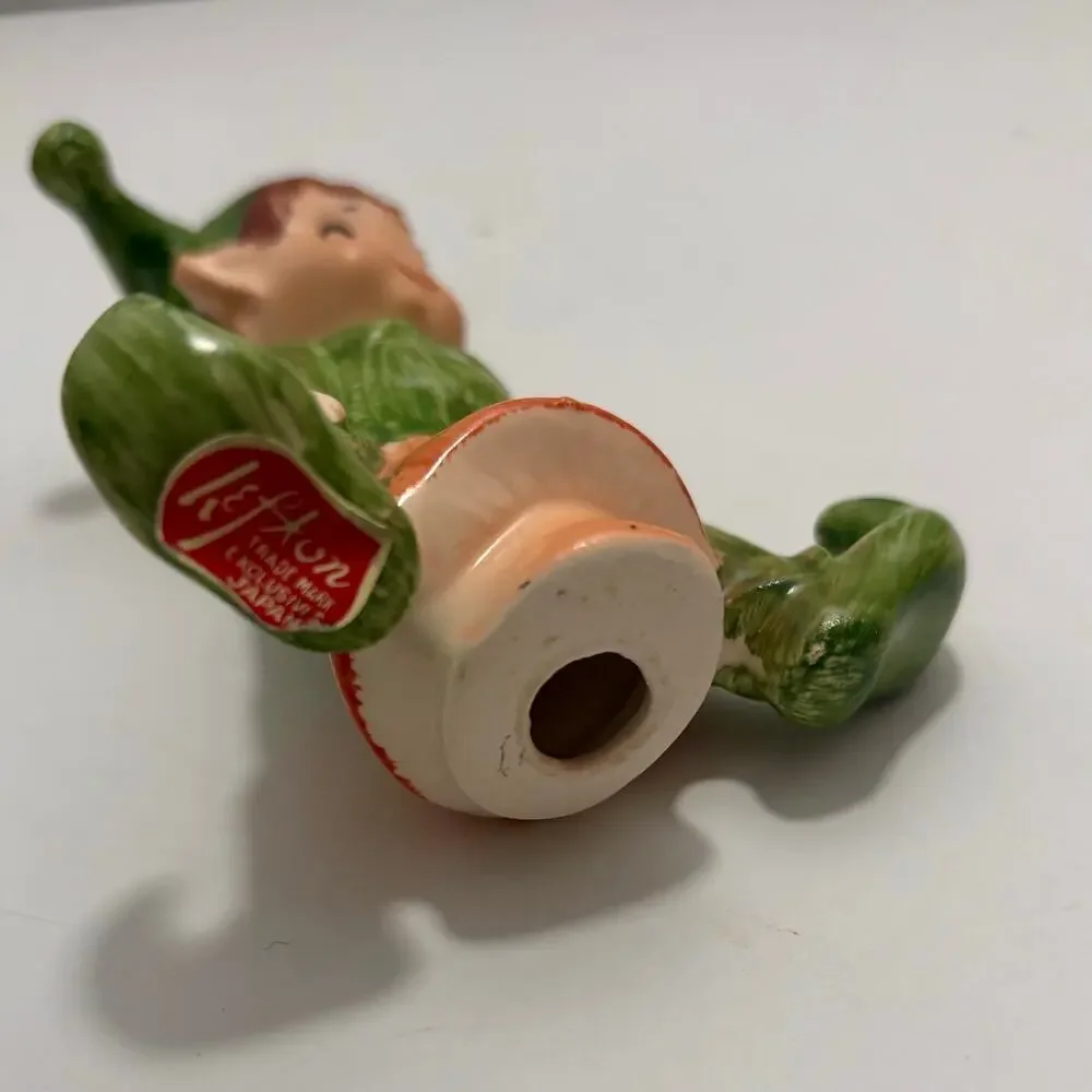 Vintage 1950s Lefton Elf Pixie Sitting on a Mushroom Figurine